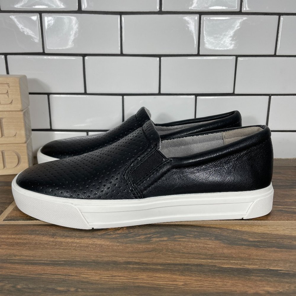 Naturalizer Aileen Shoes Womens 6.5 Black Leather Hidden Wedge Casual Slip On